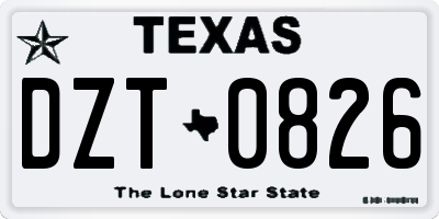 TX license plate DZT0826
