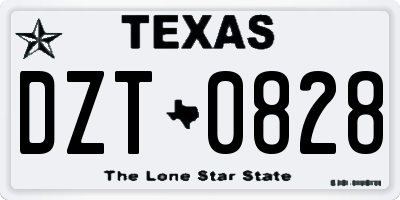 TX license plate DZT0828