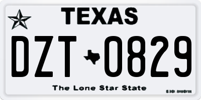 TX license plate DZT0829