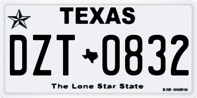 TX license plate DZT0832