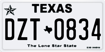 TX license plate DZT0834