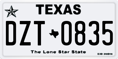 TX license plate DZT0835