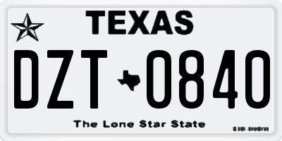 TX license plate DZT0840