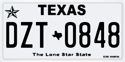 TX license plate DZT0848