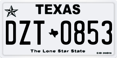 TX license plate DZT0853