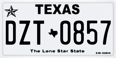 TX license plate DZT0857