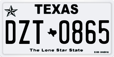 TX license plate DZT0865