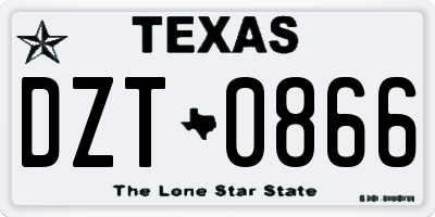 TX license plate DZT0866