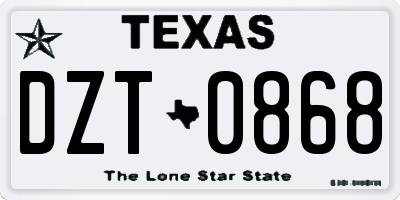 TX license plate DZT0868