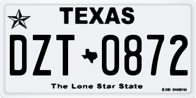 TX license plate DZT0872