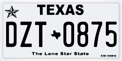 TX license plate DZT0875