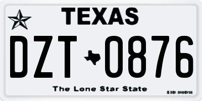 TX license plate DZT0876