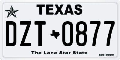 TX license plate DZT0877