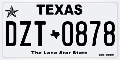 TX license plate DZT0878