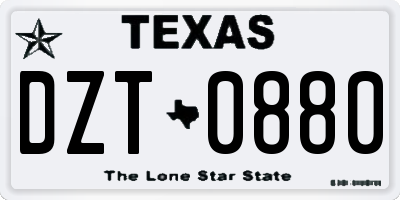 TX license plate DZT0880