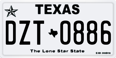 TX license plate DZT0886