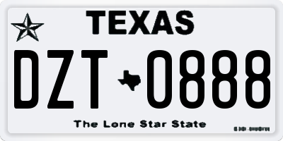 TX license plate DZT0888
