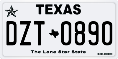 TX license plate DZT0890