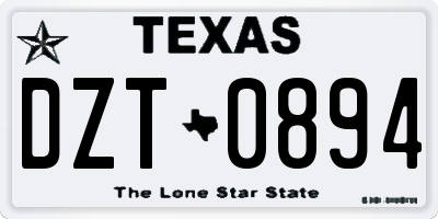 TX license plate DZT0894