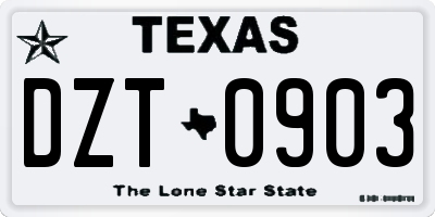 TX license plate DZT0903
