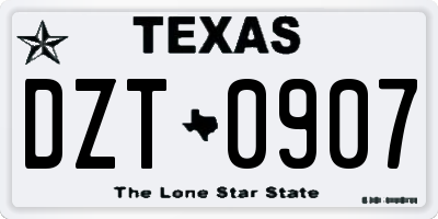 TX license plate DZT0907