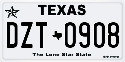 TX license plate DZT0908