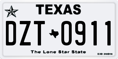 TX license plate DZT0911