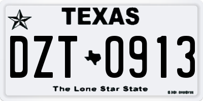 TX license plate DZT0913