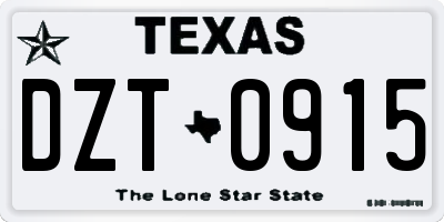 TX license plate DZT0915