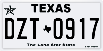 TX license plate DZT0917