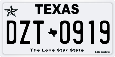 TX license plate DZT0919