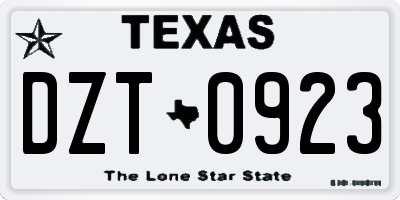 TX license plate DZT0923