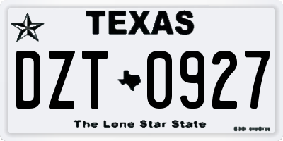 TX license plate DZT0927