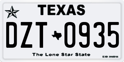 TX license plate DZT0935