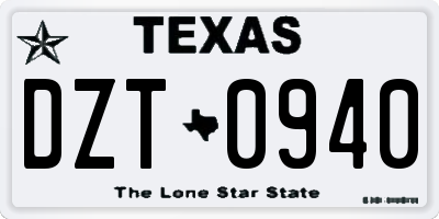 TX license plate DZT0940
