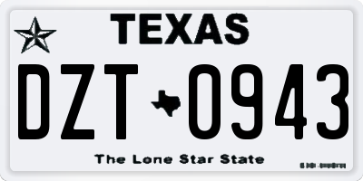 TX license plate DZT0943