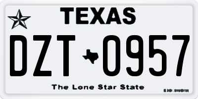 TX license plate DZT0957