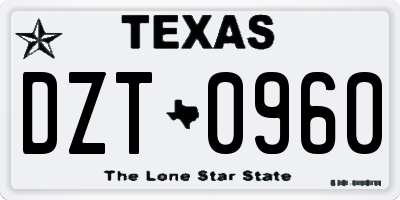 TX license plate DZT0960