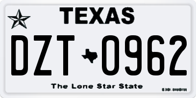 TX license plate DZT0962