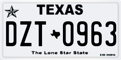 TX license plate DZT0963