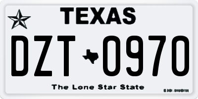 TX license plate DZT0970