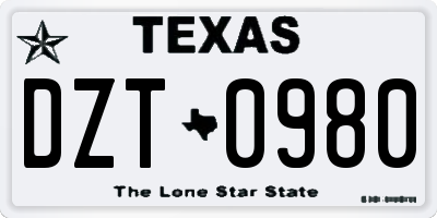 TX license plate DZT0980