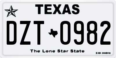 TX license plate DZT0982