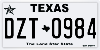 TX license plate DZT0984