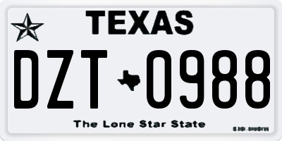 TX license plate DZT0988
