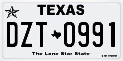 TX license plate DZT0991