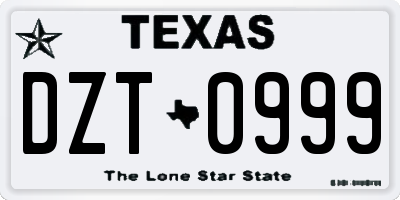 TX license plate DZT0999