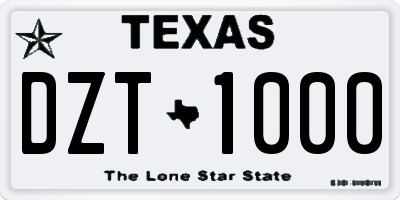 TX license plate DZT1000