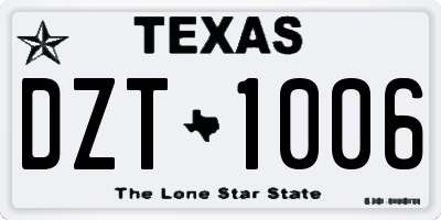 TX license plate DZT1006