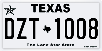 TX license plate DZT1008